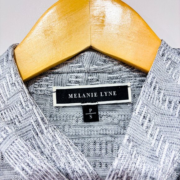 MELANIE LYNE Silver Metallic Tie-Front Top Shimmery Long Sleeve | Small * - Picture 4 of 8